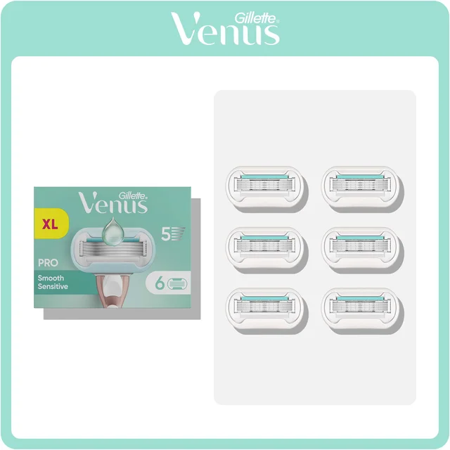 Gillette Venus Pro Smooth Sensitive Razor Blades, 6 Pack