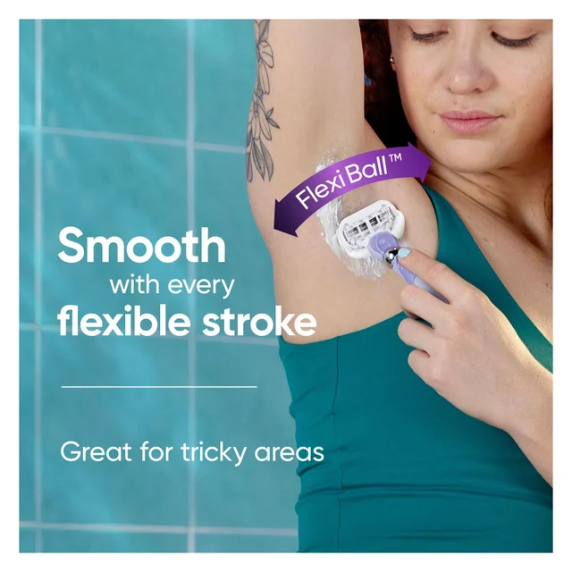 Gillette Venus FlexiBall™ razor providing smooth, flexible shaving, great for tricky areas.