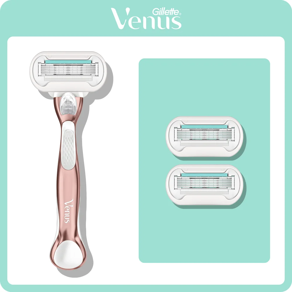 Gillette Venus Deluxe Smooth Sensitive Rose Gold Handle +3 Blades Image 1