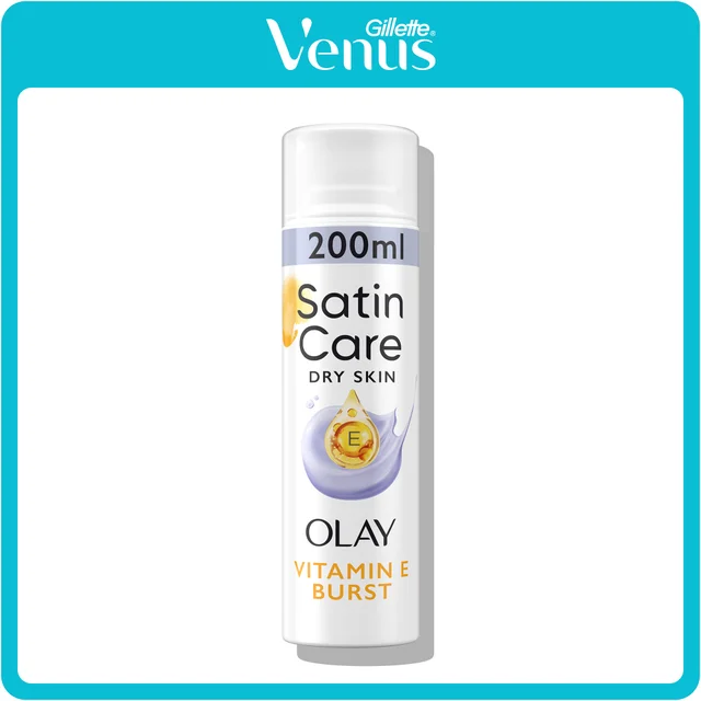 Gillette Venus Satin Care Dry Skin Shave Gel with Olay Vitamin E Burst.