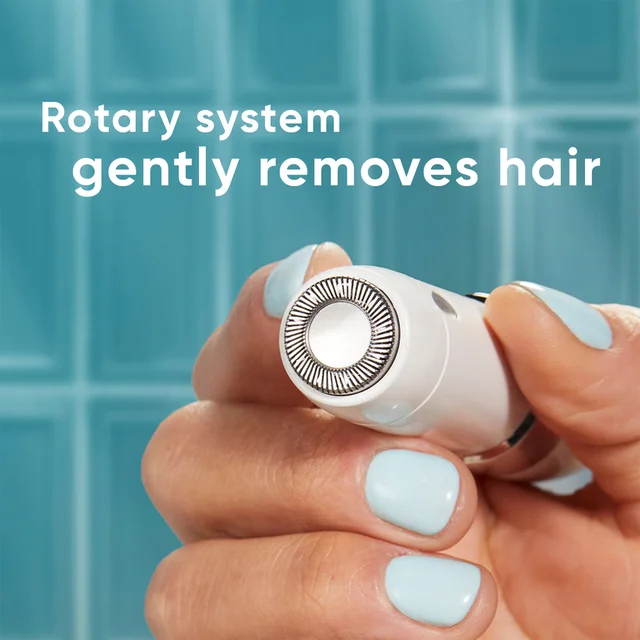 Gillette Venus hair removal device, highlighting 'Rotary system gently removes hair'.