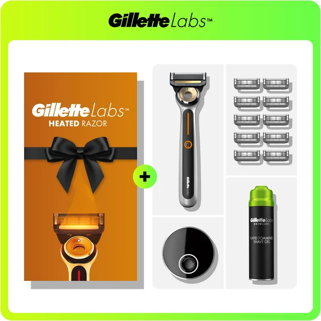 Gillette Labs Heated Razor Starter Kit and Shaving Essentials Gift Set
