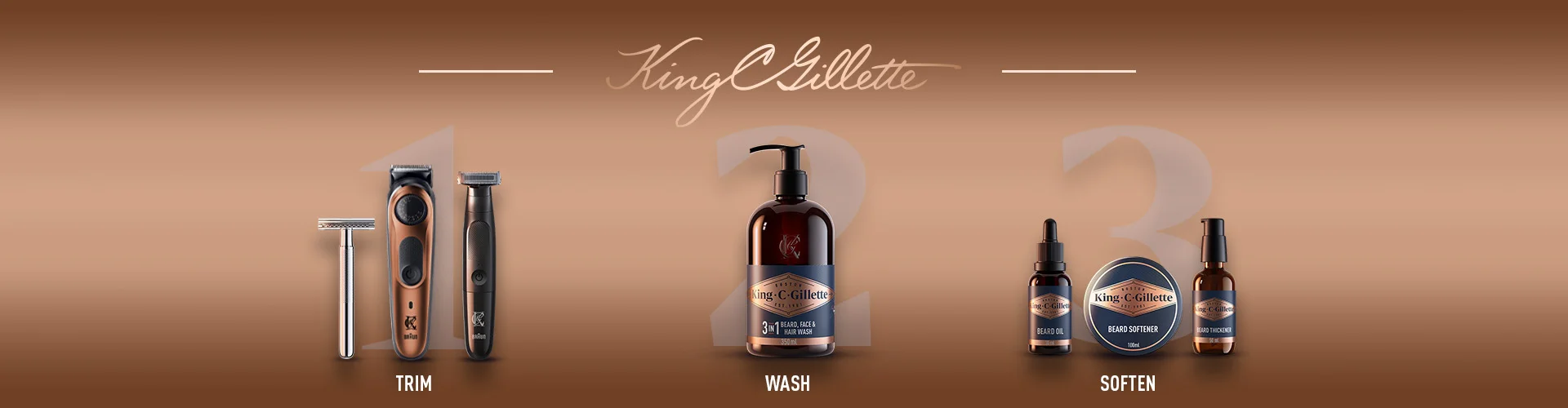 King C. Gillette Trim, Wash and Soften Beard Care
