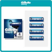 Gillette Mach3 Turbo razor blade refills, showing a pack of 4 and 4 individual blades.