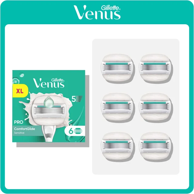Gillette Venus Pro ComfortGlide Sensitive Razor Blades, 6 Pack
