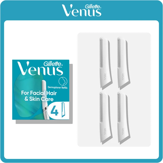 Gillette Venus Facial Hair & Skin Razor Blades for Dermaplaning, 4 Pack