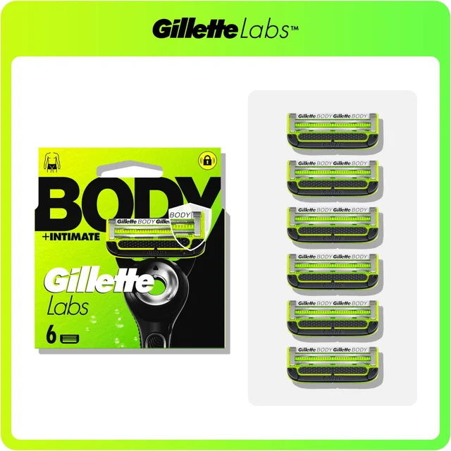 GilletteLabs Body + Intimate Razor Blades, 6 Pack